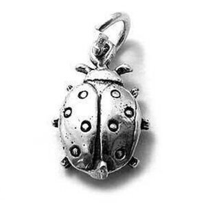 LADYBUG CHARM IN 3D. STERLING SILVER.